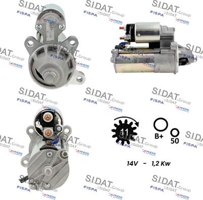 Sidat S12VS0696 - Стартер avtokuzovplus.com.ua