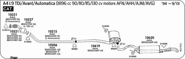 Sigam AU015 - Система випуску ОГ autocars.com.ua