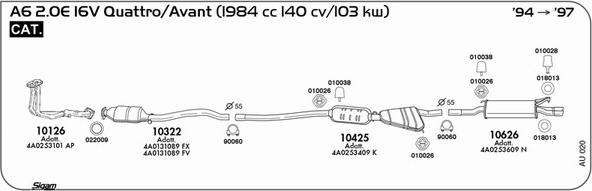 Sigam AU020 - Система випуску ОГ autocars.com.ua