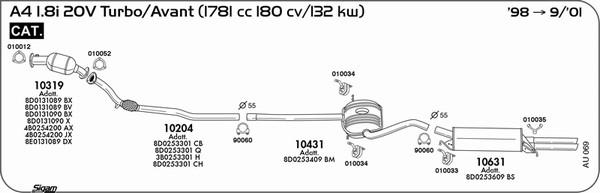 Sigam AU069 - Система випуску ОГ autocars.com.ua