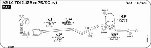 Sigam AU072 - Система випуску ОГ autocars.com.ua