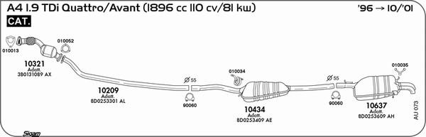 Sigam AU073 - Система випуску ОГ autocars.com.ua