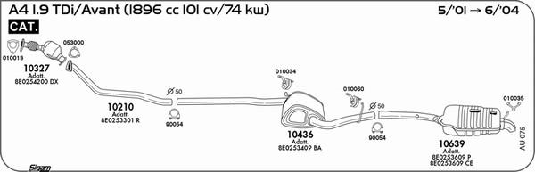 Sigam AU075 - Система випуску ОГ autocars.com.ua