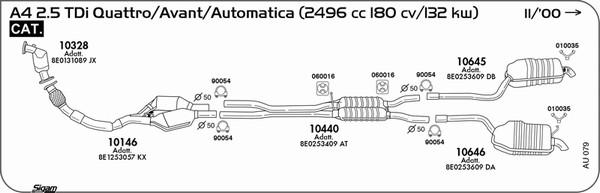 Sigam AU079 - Система випуску ОГ autocars.com.ua