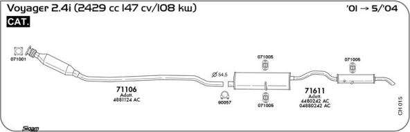 Sigam CH015 - Система випуску ОГ autocars.com.ua