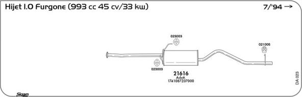 Sigam DA023 - Система випуску ОГ autocars.com.ua