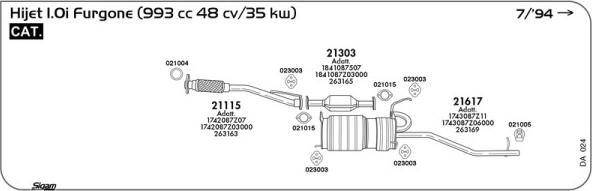 Sigam DA024 - Система випуску ОГ autocars.com.ua