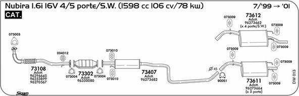 Sigam DW013 - Система випуску ОГ autocars.com.ua