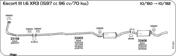 Sigam FO021 - Система випуску ОГ autocars.com.ua