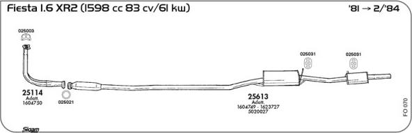Sigam FO070 - Система випуску ОГ autocars.com.ua