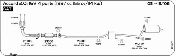 Sigam HO075 - Система випуску ОГ autocars.com.ua