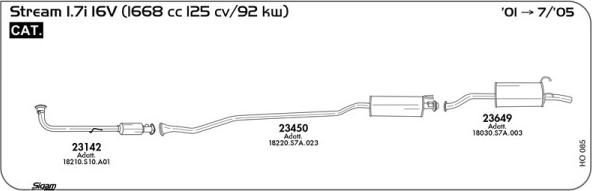 Sigam HO085 - Система випуску ОГ autocars.com.ua