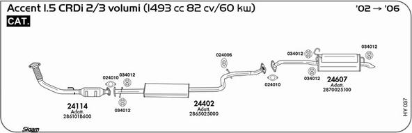 Sigam HY037 - Система випуску ОГ autocars.com.ua