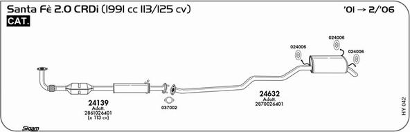 Sigam HY042 - Система випуску ОГ autocars.com.ua