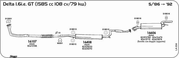 Sigam LA034 - Система випуску ОГ autocars.com.ua