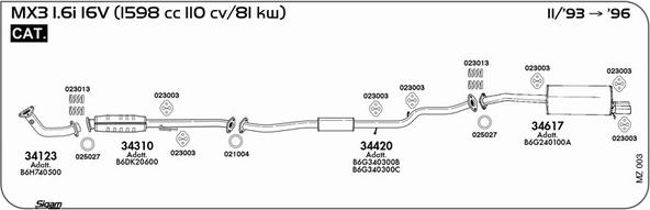 Sigam MZ003 - Система випуску ОГ autocars.com.ua