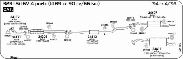 Sigam MZ025 - Система випуску ОГ autocars.com.ua