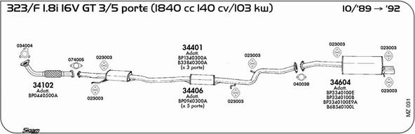 Sigam MZ031 - Система випуску ОГ autocars.com.ua