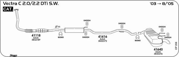 Sigam OP208 - Система випуску ОГ autocars.com.ua