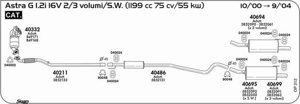 Sigam OP212 - Система випуску ОГ autocars.com.ua