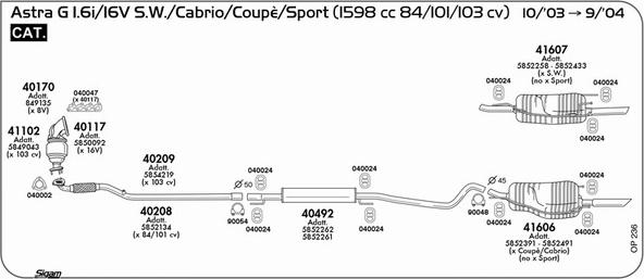 Sigam OP236 - Система випуску ОГ autocars.com.ua