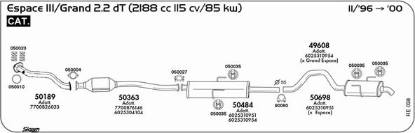 Sigam RE038 - Система випуску ОГ autocars.com.ua