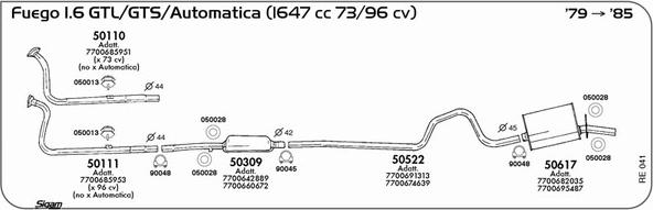 Sigam RE041 - Система випуску ОГ autocars.com.ua