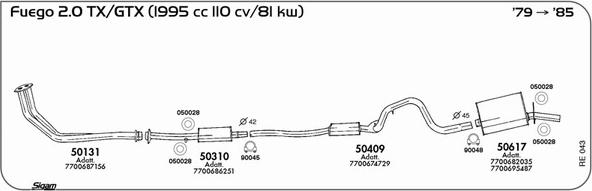 Sigam RE043 - Система випуску ОГ autocars.com.ua
