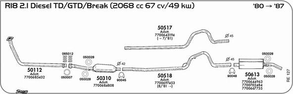 Sigam RE127 - Система випуску ОГ autocars.com.ua