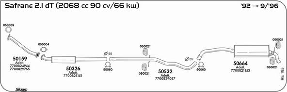 Sigam RE185 - Система випуску ОГ autocars.com.ua