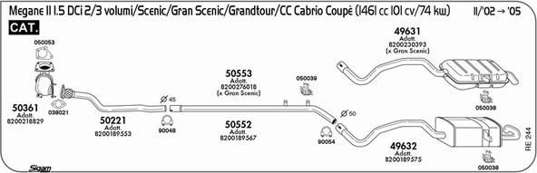 Sigam RE244 - Система випуску ОГ autocars.com.ua