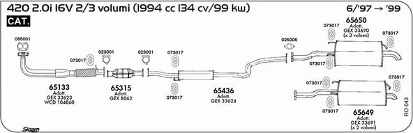 Sigam RO043 - Система випуску ОГ autocars.com.ua