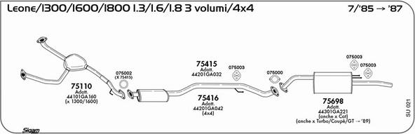 Sigam SU021 - Система випуску ОГ autocars.com.ua