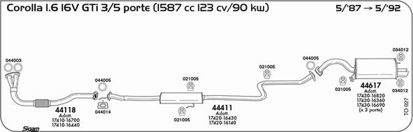 Sigam TO027 - Система випуску ОГ autocars.com.ua