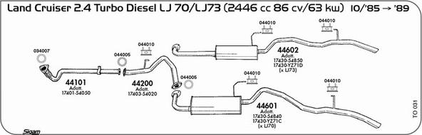 Sigam TO031 - Система випуску ОГ autocars.com.ua