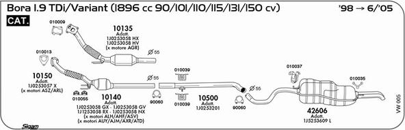 Sigam VW005 - Система випуску ОГ autocars.com.ua