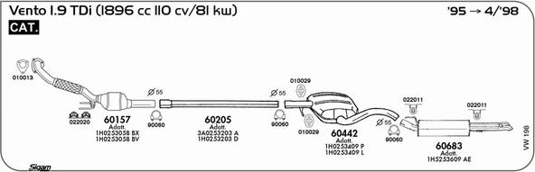 Sigam VW198 - Система випуску ОГ autocars.com.ua