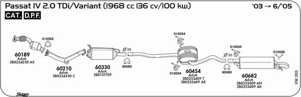 Sigam VW263 - Система випуску ОГ autocars.com.ua