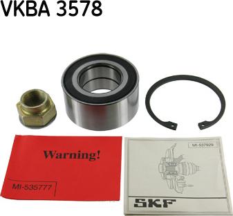 SKF VKBA 3578 - Комплект підшипника маточини колеса autocars.com.ua