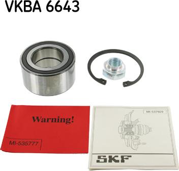 SKF VKBA 6643 - Комплект підшипника маточини колеса autocars.com.ua
