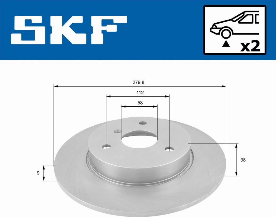 SKF VKBD 80142 S2 - Гальмівний диск autocars.com.ua