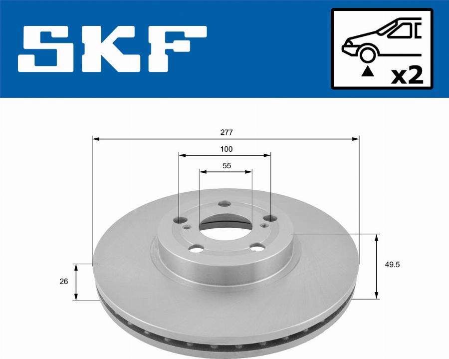 SKF VKBD 80152 V2 - Гальмівний диск autocars.com.ua