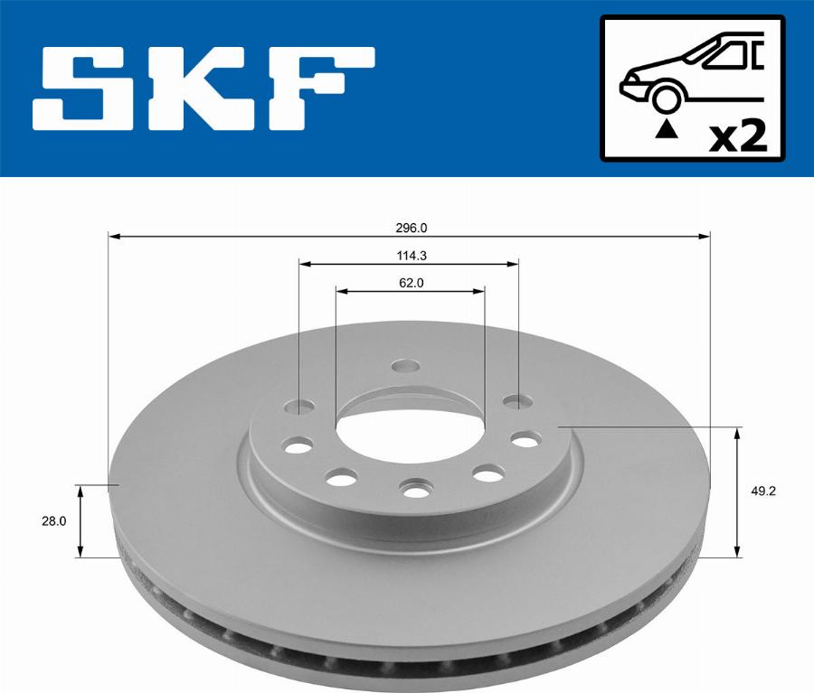 SKF VKBD 80168 V2 - Гальмівний диск autocars.com.ua