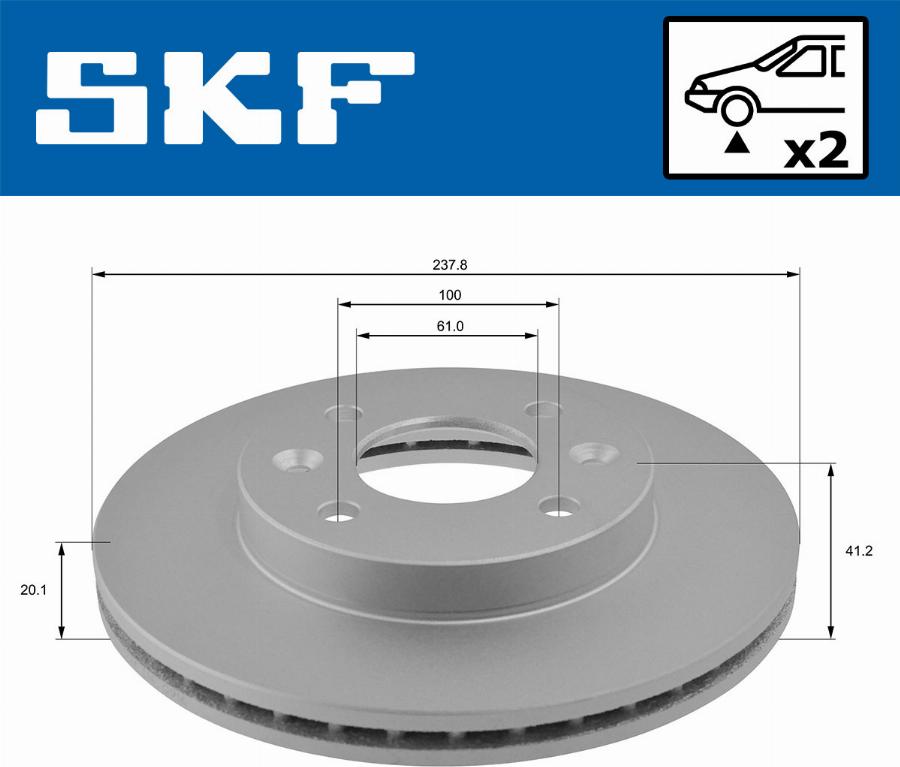 SKF VKBD 80195 V2 - Гальмівний диск autocars.com.ua