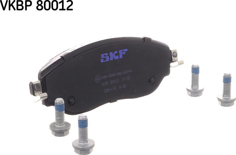 SKF VKBP 80012 - Гальмівні колодки, дискові гальма autocars.com.ua