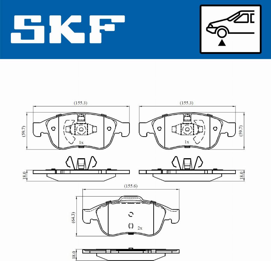 SKF VKBP 80015 - Гальмівні колодки, дискові гальма autocars.com.ua