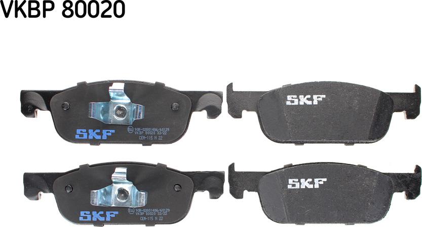 SKF VKBP 80020 - Тормозные колодки, дисковые, комплект autodnr.net