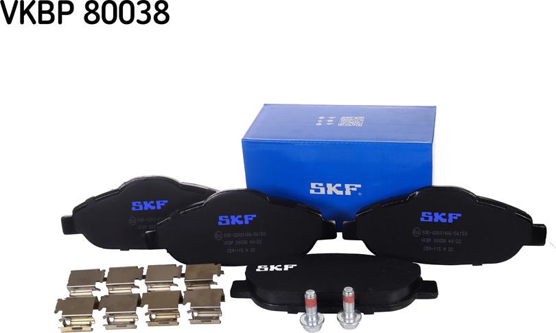 SKF VKBP 80038 - Тормозные колодки, дисковые, комплект autodnr.net