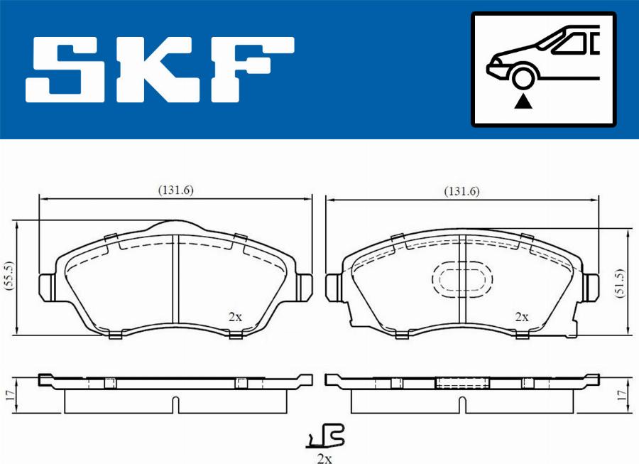 SKF VKBP 80062 A - Гальмівні колодки, дискові гальма autocars.com.ua