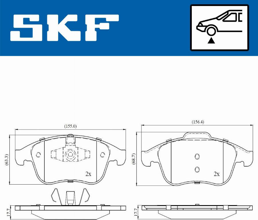 SKF VKBP 80063 - Гальмівні колодки, дискові гальма autocars.com.ua